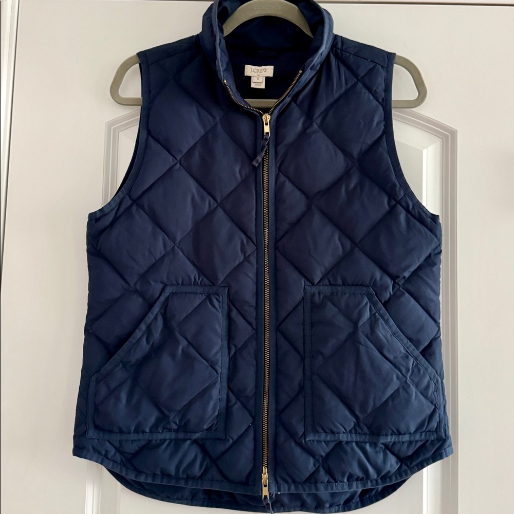 J Crew Navy Blue Down Quilted Vest